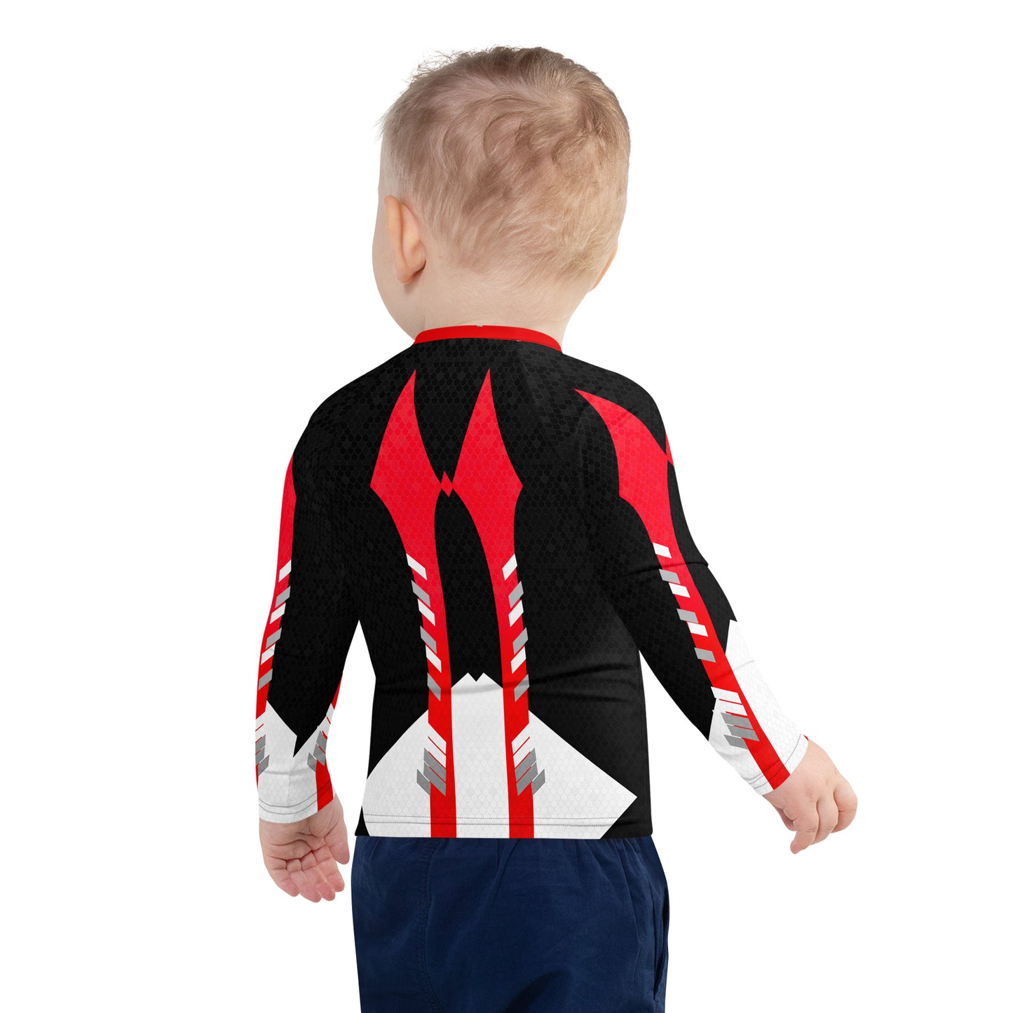 Kids Red/Black/white Shark Rash Guard