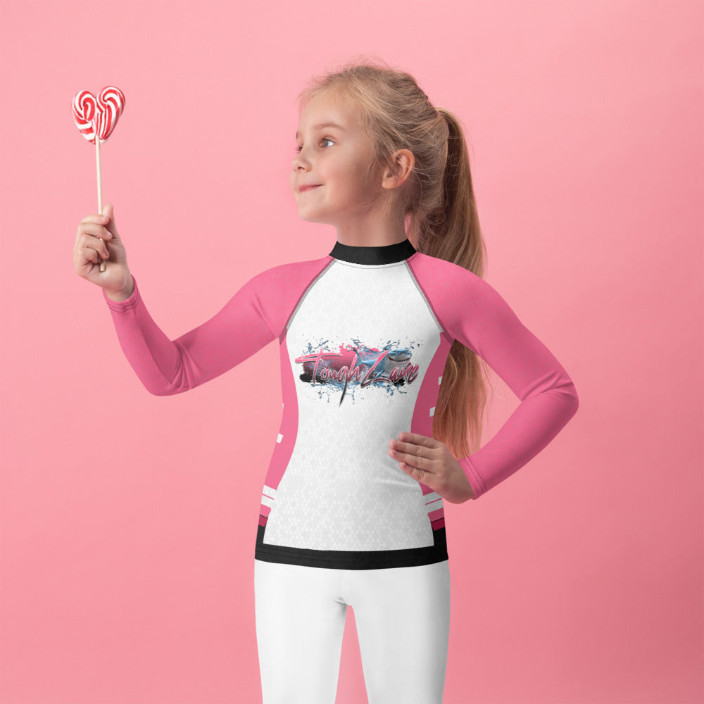 Kids Red/Black/white Shark Rash Guard